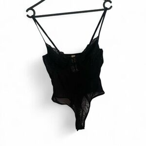 💕 Salty black lace sexy lingerie bodysuit thong size M/L coquette fairycore